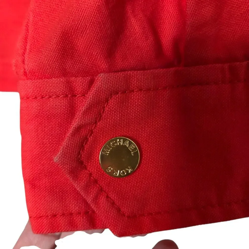 Michael Kors Bold Orange Cropped Canvas Jacket Sz Medium
